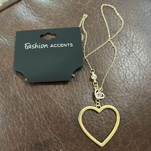 4/$10 Fashion Accents Heart/Rhinestone Necklace - New - Lot 493